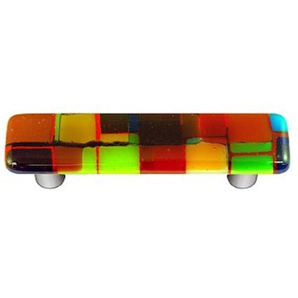 Palacedesigns Artist Mosaic Multiple Color Rectangle Glass Cabinet Pull - Aluminum Post - PA615625