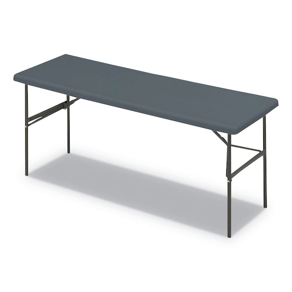 Iceberg Rectangle Folding Table, 72" W, 24" L, 29" H, Charcoal Top, Blow-Molded High-Density Polyethylene - 65387