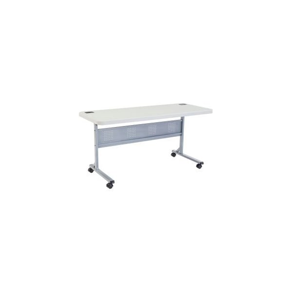 National Public Seating Interion 60 x 24 Blow Molded Foldable Training Table  White - INT-BPFT-2460