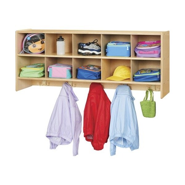 Jonti-Craft Wall Locker, w/Hooks, 10 Section , 48inx12inx20in, Baltic - JNT7104YT