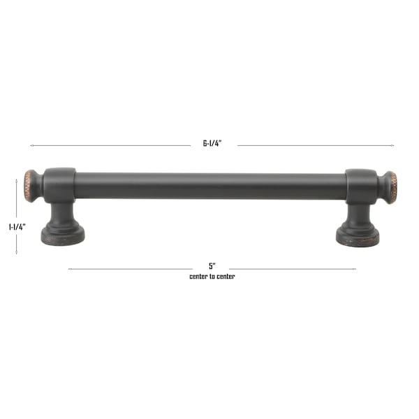 Gliderite Hardware 5-1/16 in. Center to Center Oil Rubbed Bronze Classic Euro Bar Pull - 4361-128-ORB, 5PK - 4361-128-ORB-5