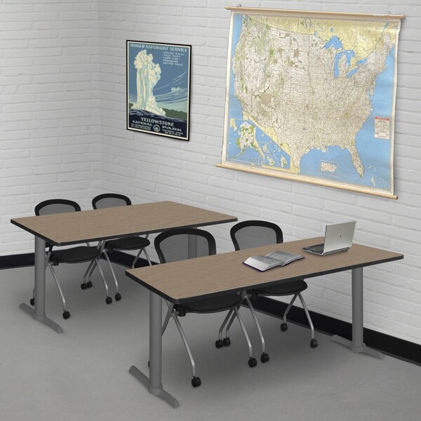 Regency Cain T-Base Training Seminar Table, 60 in W, 24 in L, Noble Oak - MTRCT6024NOGY