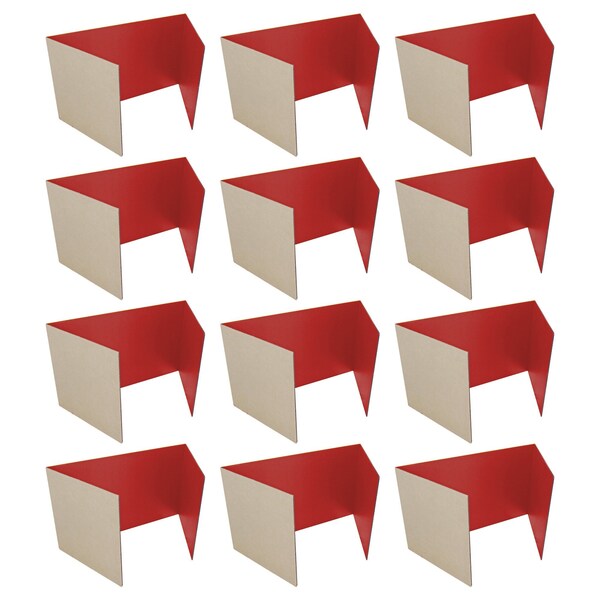 Flipside 12in X 48in  Red Corrugated Study Carrel 5/32in, 12PK - 60049-12