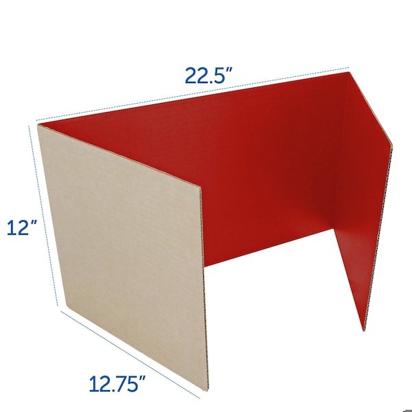 Flipside 12in X 48in  Red Corrugated Study Carrel 5/32in, 12PK - 60049-12