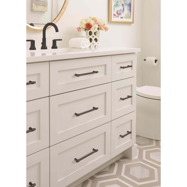 Amerock Destine 3-3/4 in 96 mm Center-to-Center Matte Black Cabinet Pull - BP36858FB