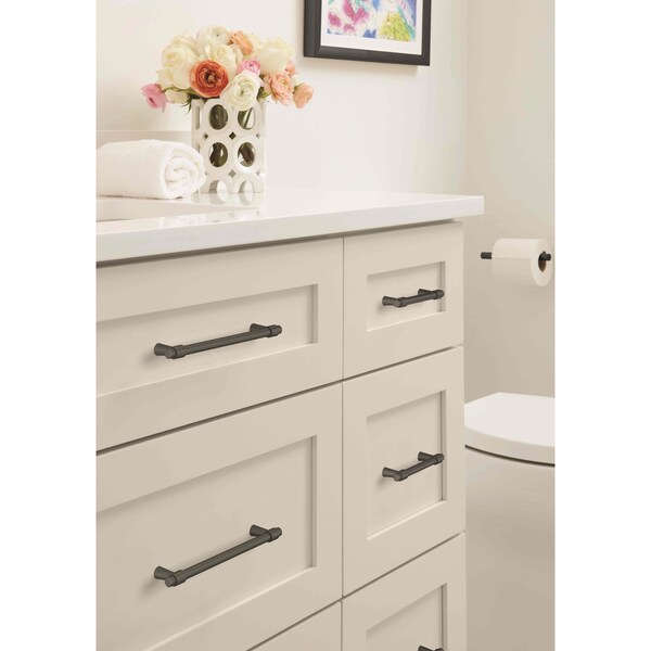 Amerock Destine 3-3/4 in 96 mm Center-to-Center Matte Black Cabinet Pull - BP36858FB