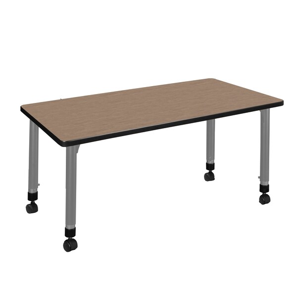 Regency Kee Height Adjustable Mobile Classroom Activity Table, 42 in W, 30 in L, Noble Oak - MT4230NOAPCGY