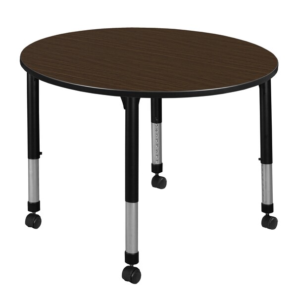 Regency Round Kee Height Adjustable Mobile Classroom Activity Table, 48 in W, 48 in L, Neo Walnut - TB48RNDNWAPCBK
