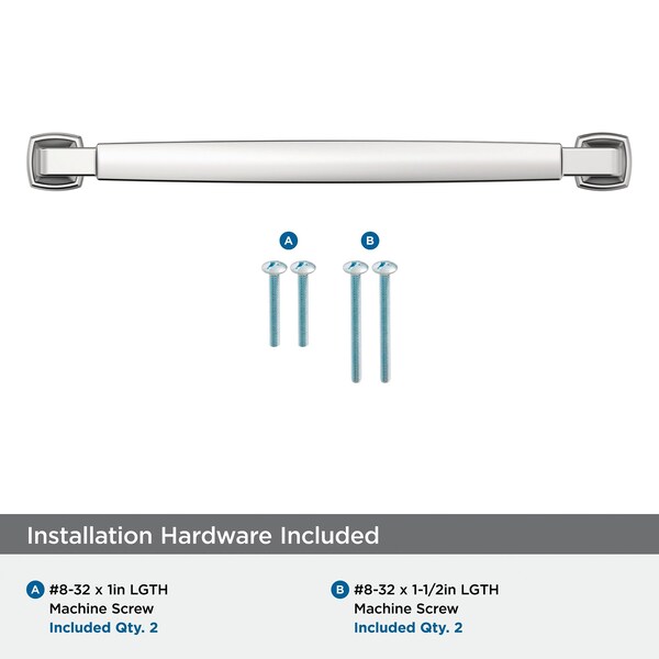 Amerock Stature 7-9/16 inch 192mm Center-to-Center Polished Chrome Cabinet Pull - BP5551026