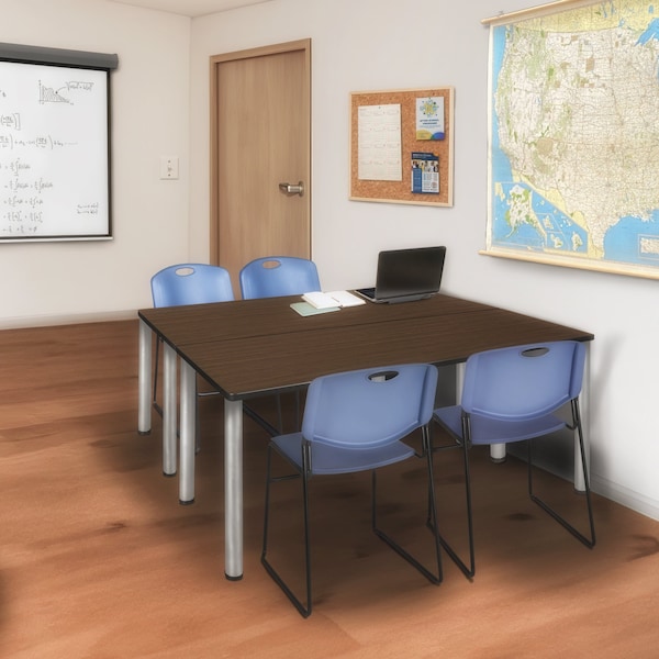 Regency Kee Training Table W/ 2 Zeng Chairs, 60 in W, 24 in L, Neo Walnut - MT6024NWBPCM44BE