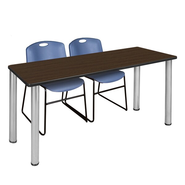 Regency Kee Training Table W/ 2 Zeng Chairs, 60 in W, 24 in L, Neo Walnut - MT6024NWBPCM44BE