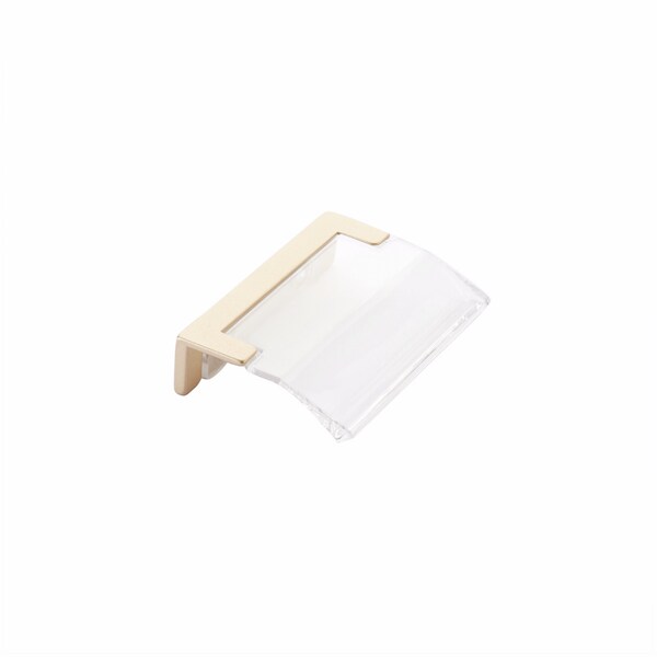 Schaub 1-1/4in Center to Center Positano Arch Clear Cabinet Edge Pull Signature Satin Brass Finish - 323-SSB-CL
