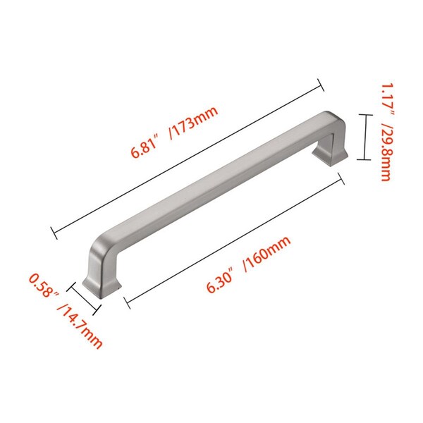 Utopia Alley 6.3 in. Center to Center Zinc Cabinet Pull, Brushed Nickel - HW407BN