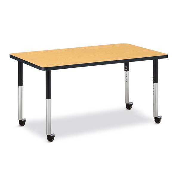 Jonti-Craft Berries Rectangle Activity Table, 30 in. x 48 in., Mobile, Oak/Black/Black - 6473JCM210