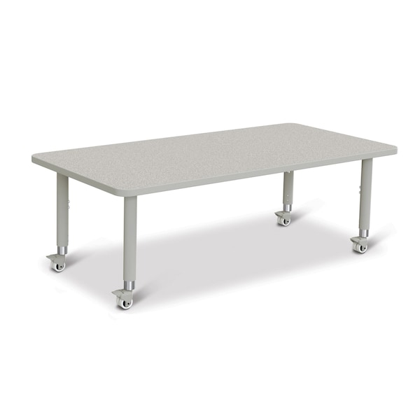 Jonti-Craft Berries Rectangle Activity Table, 30 in. x 60 in., Mobile, Freckled Gray/Gray/Gray - 6408JCM000
