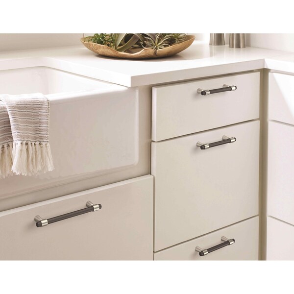 Amerock Mergence 3-3/4 in 96 mm Center-to-Center Matte Black/Satin Nickel Cabinet Pull - BP36858FBG10
