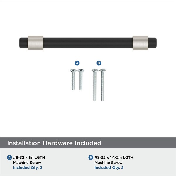 Amerock Mergence 3-3/4 in 96 mm Center-to-Center Matte Black/Satin Nickel Cabinet Pull - BP36858FBG10