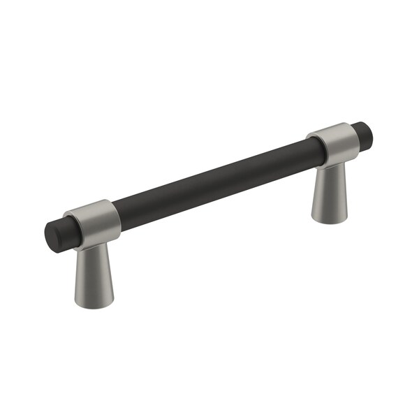 Amerock Mergence 3-3/4 in 96 mm Center-to-Center Matte Black/Satin Nickel Cabinet Pull - BP36858FBG10