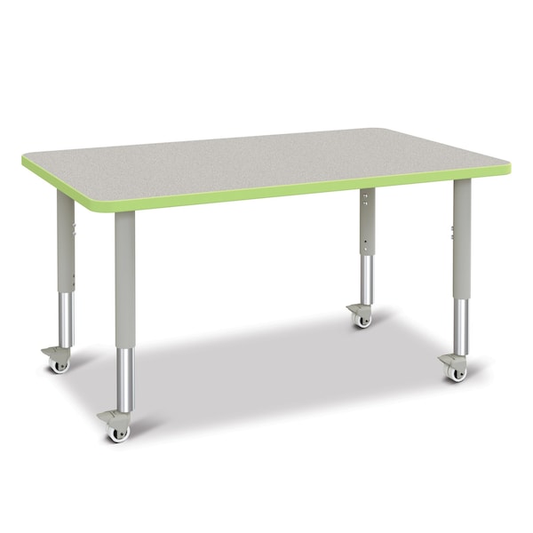 Jonti-Craft Berries Rectangle Activity Table, 30 in. x 48 in., Mobile, Freckled Gray/Key Lime/Gray - 6473JCM130