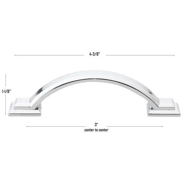 Gliderite Hardware 3 in. Center to Center Polished Chrome Arched Square Cabinet Pull - 4355-PC, 5PK - 4355-PC-5