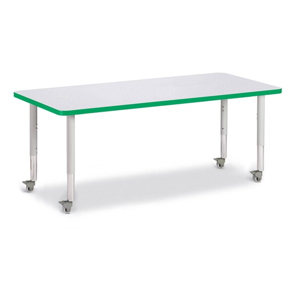 Jonti-Craft Berries Rectangle Activity Table, 30 in. x 72 in., Mobile, Freckled Gray/Green/Gray - 6413JCM119