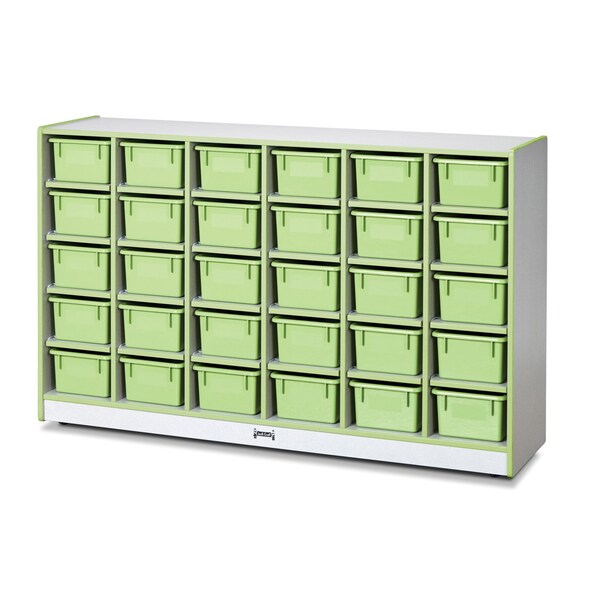 Jonti-Craft Rainbow Accents 30 Cubbie-Tray Mobile Storage, with Trays, Key Lime Green - 0431JCWW130