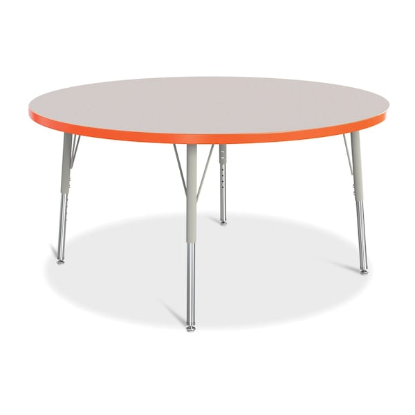 Jonti-Craft Berries Round Activity Table, 48 in. Diameter, E-height, Freckled Gray/Orange/Gray - 6433JCE114