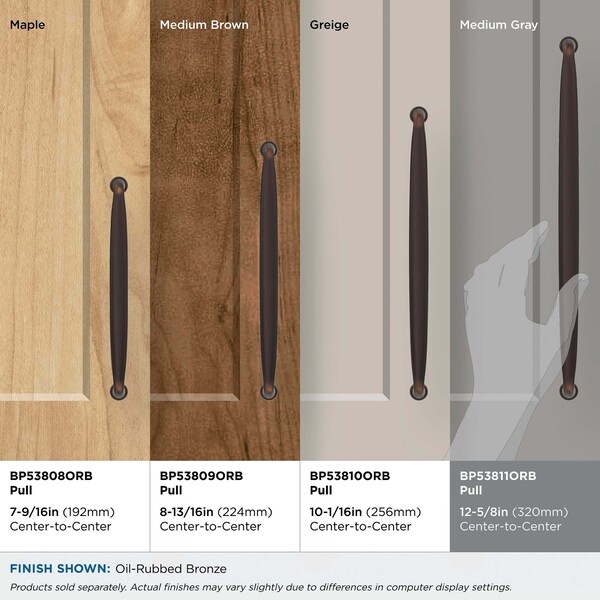 Amerock Kane 12-5/8 inch 320mm Center-to-Center Oil-Rubbed Bronze Cabinet Pull - BP53811ORB
