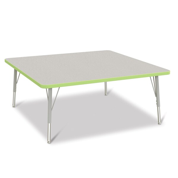 Jonti-Craft Berries Square Activity Table, 48 in. x 48 in., E-height, Freckled Gray/Key Lime/Gray - 6418JCE130
