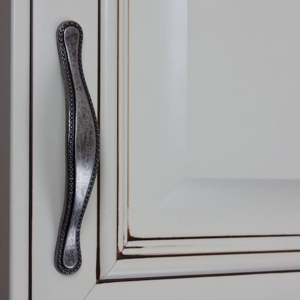 Gliderite Hardware 3 in. Center to Center Weathered Nickel Beaded Cabinet Pull - 4554-WN, 5PK - 4554-WN-5