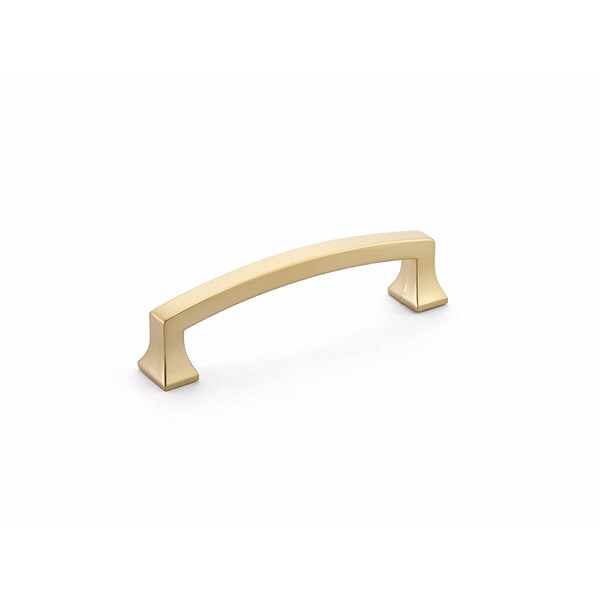Schaub 4in Center to Center Menlo Park Arched Cabinet Pull Signature Satin Brass Finish - 542-SSB
