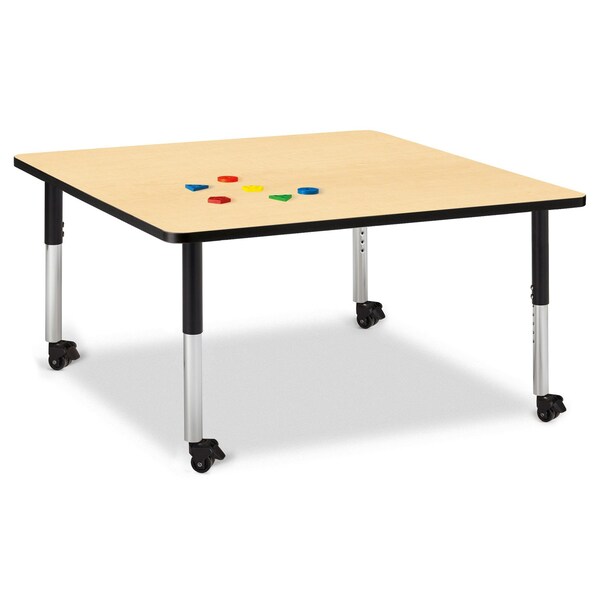 Jonti-Craft Berries Square Activity Table, 48 in. x 48 in., Mobile, Maple/Black/Black - 6418JCM011