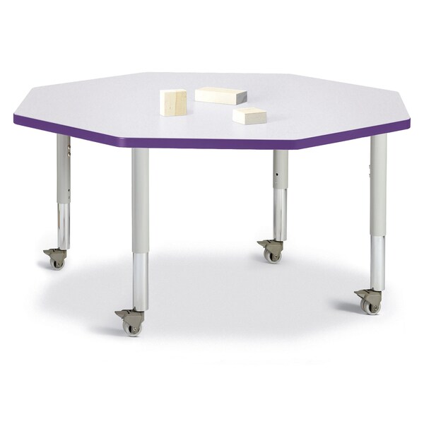 Jonti-Craft Berries Octagon Activity Table, 48 in. x 48 in., Mobile, Freckled Gray/Purple/Gray - 6428JCM004