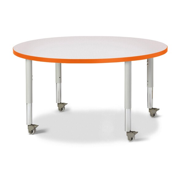 Jonti-Craft Berries Round Activity Table, 42 in. Diameter, Mobile, Freckled Gray/Orange/Gray - 6468JCM114