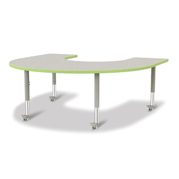 Jonti-Craft Berries Horseshoe Activity Table, 66 in. x 60 in., Mobile, Freckled Gray/Key Lime/Gray - 6445JCM130
