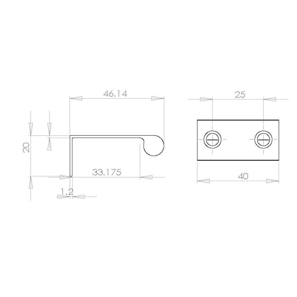 Richelieu 1 in (25 mm) Center-to-Center Aluminum Contemporary Edge Cabinet Pull - BP96962510