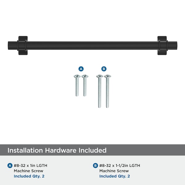 Amerock Davenport 7-9/16 inch 192mm Center-to-Center Matte Black Cabinet Pull - BP36618MB