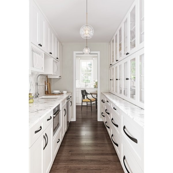 Jeffrey Alexander 96 mm Center-to-Center Matte Black Wheeler Cabinet Pull - 678-96MB
