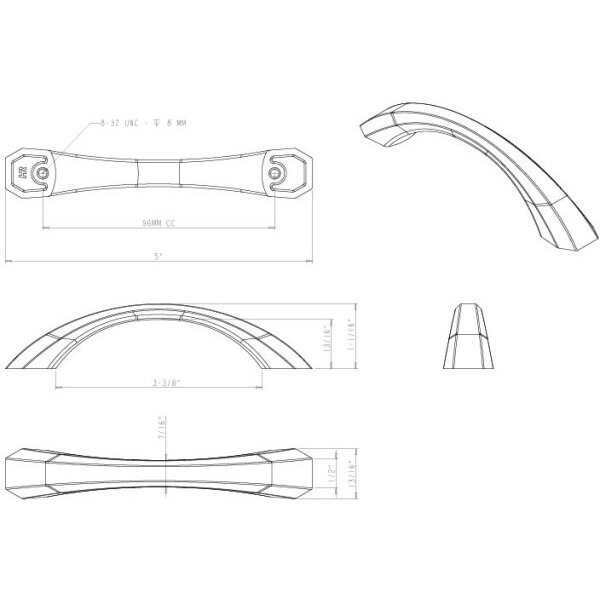 Jeffrey Alexander 96 mm Center-to-Center Matte Black Wheeler Cabinet Pull - 678-96MB
