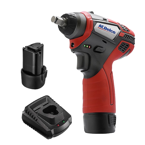 Acdelco G12 3/8" Cordless Impact Wrench 90ft-lbs, 2-Battery Kit - ARI12104P