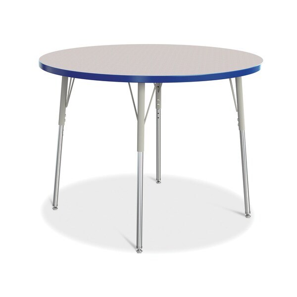 Jonti-Craft Berries Round Activity Table, 42 in. Diameter, A-height, Freckled Gray/Blue/Gray - 6468JCA003