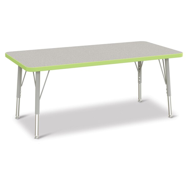 Jonti-Craft Berries Rectangle Activity Table, 24 in. x 48 in., E-height, Freckled Gray/Key Lime/Gray - 6403JCE130