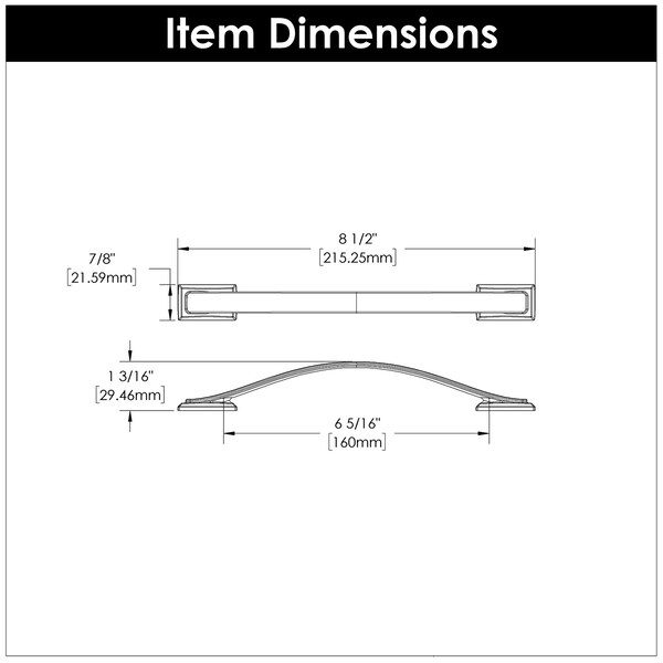 Hickory Hardware Dover Collection Pull 6-5/16 Inch 160mm Center to Center Matte Black Finish - H078773MB