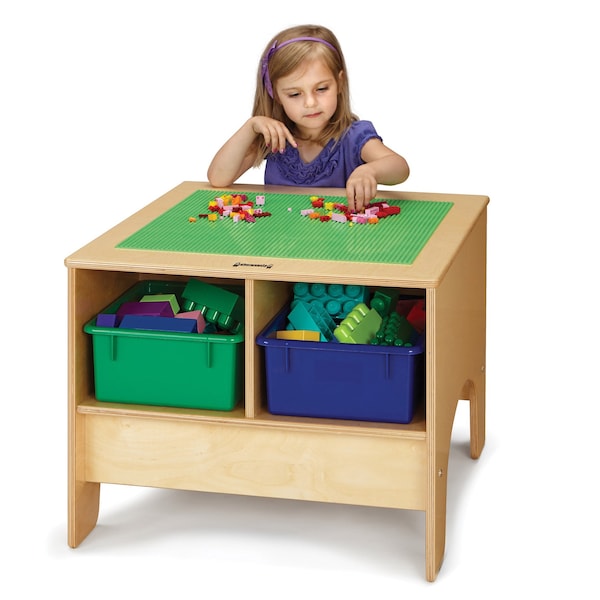 Jonti-Craft KYDZ Building Table, Traditional Brick Compatible, with Colored Tubs - 57449JC