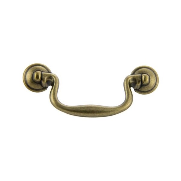 Crown 5-1/8" Fixed Bail Cabinet Pull with 4" Center to Center Antique Brass Machined Finish - CHP88ABM