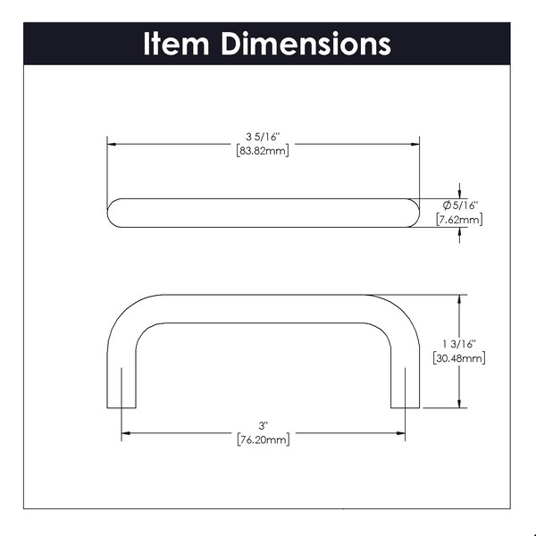 Hickory Hardware Wire Pulls Collection Pull 3 Inch Center to Center Matte Black Finish - PW553-MB