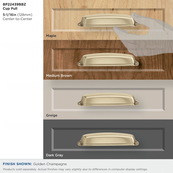 Amerock Stature 5-1/16 in 128 mm Center-to-Center Golden Champagne Cabinet Cup Pull - BP22439BBZ