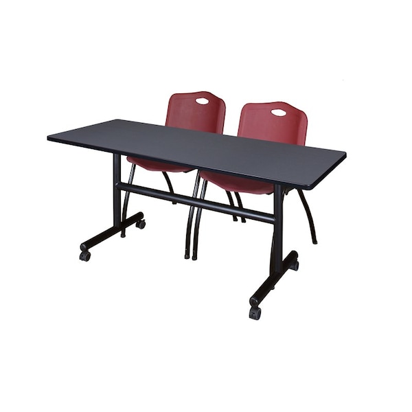 Kobe Rectangle FlipTop Table, 60" W, 29" H, Laminate Top, Gray - MKFT6030GY47BY