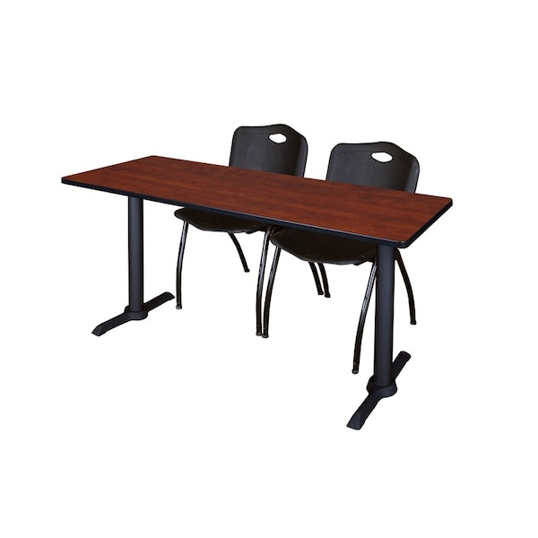 Cain Rectangle Tables > Training Tables > Cain Training Table & Chair Sets, 72 W, 24 L, 29 H, Cherry - MTRCT7224CH47BK