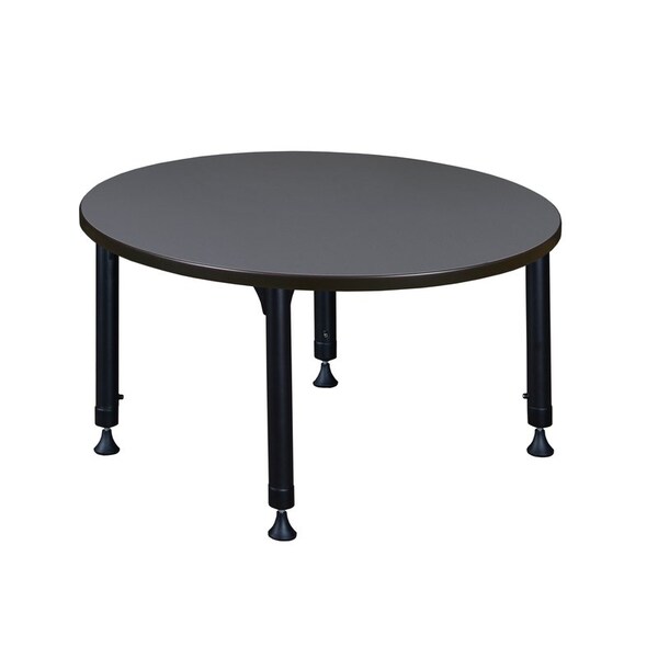 Kee Tables > Height Adjustable > Round Classroom Tables, 36 W, 36 L, 23-34 H, Wood|Metal, Grey - TB36RNDGYAPBK